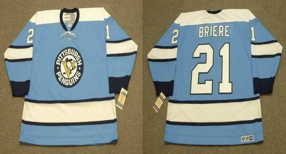 2019 Men Pittsburgh Penguins 21 Briere Light Blue CCM NHL jerseys